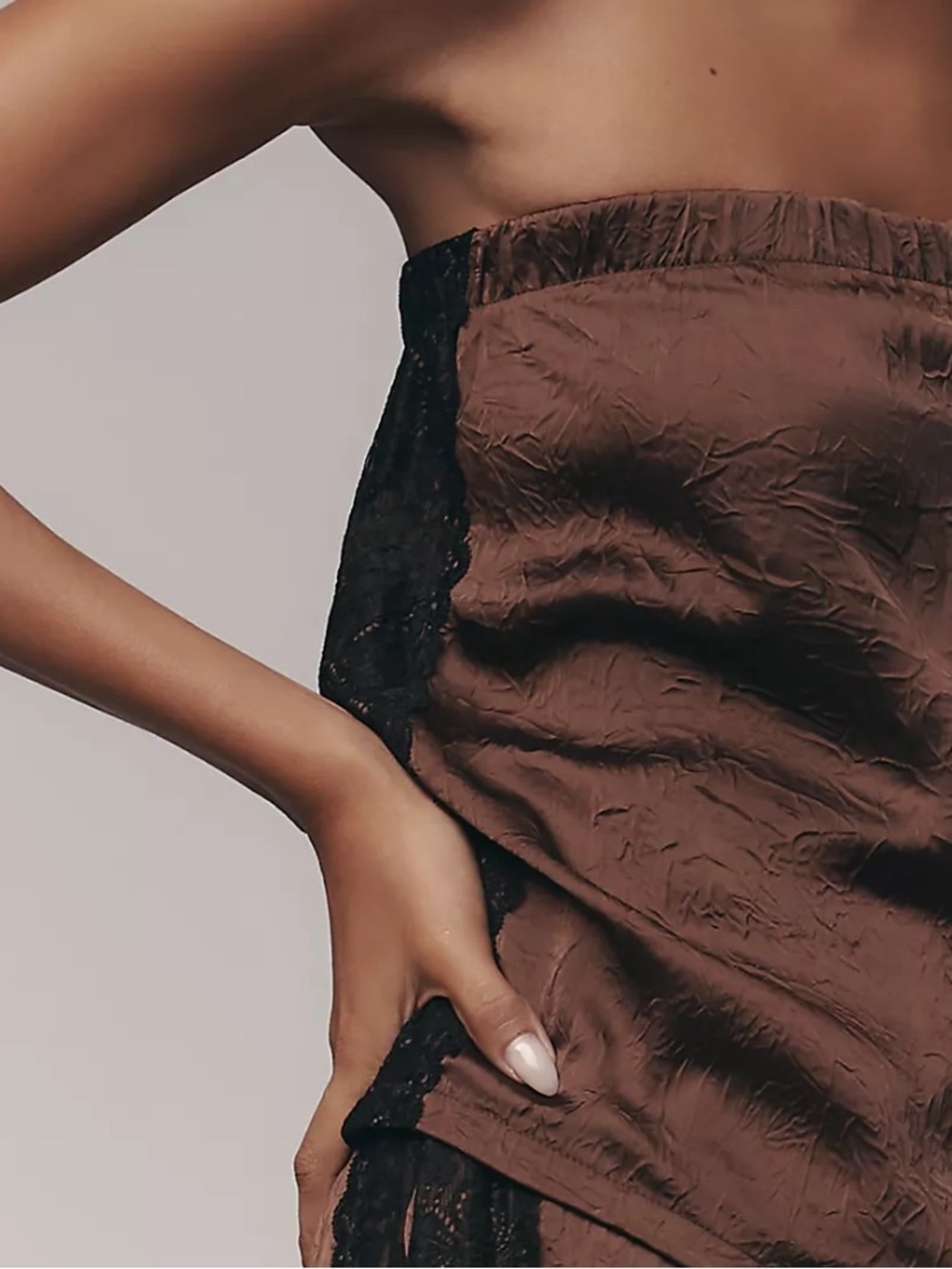 Anthropologie Brown Lace Strapless Textured Tube Top - Picture 4 of 6